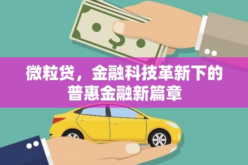 麻江微粒贷，金融科技革新下的普惠金融新篇章