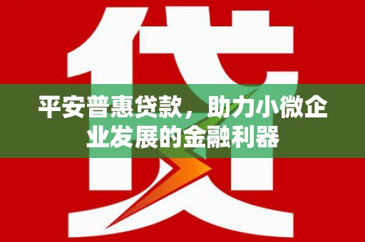 麻江平安普惠贷款，助力小微企业发展的金融利器