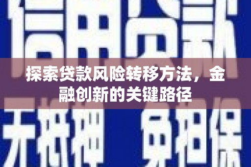 麻江探索贷款风险转移方法，金融创新的关键路径