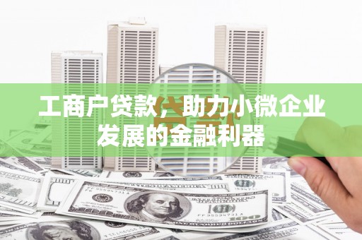 麻江工商户贷款，助力小微企业发展的金融利器