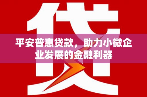 麻江平安普惠贷款，助力小微企业发展的金融利器