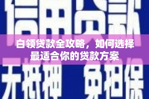 麻江白领贷款全攻略，如何选择最适合你的贷款方案