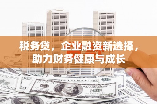 麻江税务贷，企业融资新选择，助力财务健康与成长